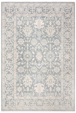Oushak 357  Hand Knotted Turkish Knot Wool Pile Rug Blue