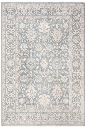 Oushak 357  Hand Knotted Turkish Knot Wool Pile Rug Blue