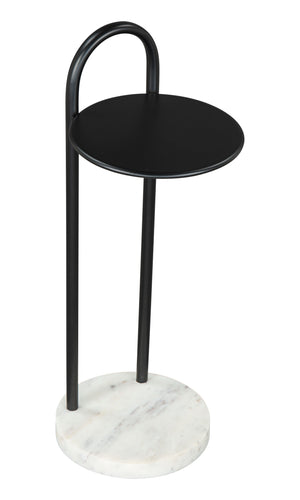 Zuo Modern Christian Iron, Marble Modern Commercial Grade Side Table Black, White Iron, Marble