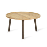 Andalusia Rustic Handcrafted Round Mango Wood Coffee Table, Natural and Black Noble House