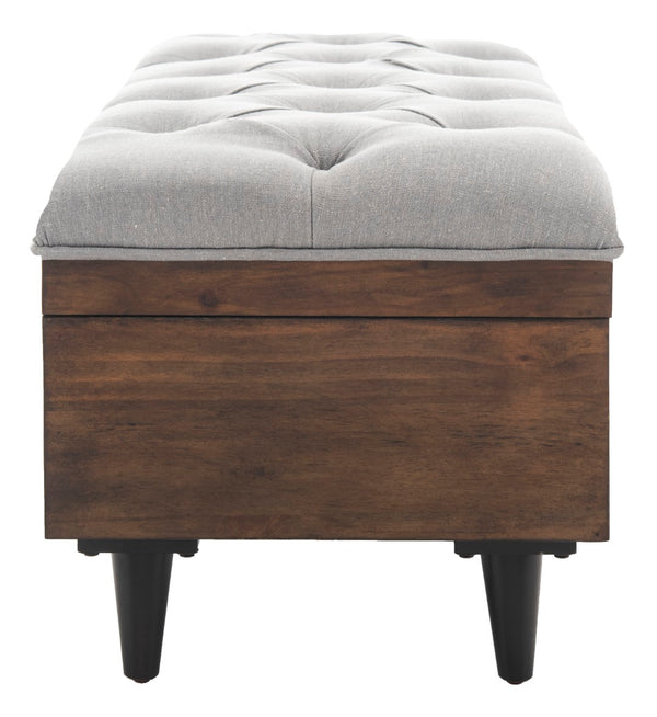 Safavieh Liam Tufted Cocktail Ottoman Grey / Dark Oak Fabric/Wood/Metal OTT6400C 889048574069