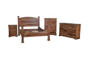 Porter Designs Taos Solid Sheesham Wood Queen Natural Bed Brown 04-196-14-9047H-KIT