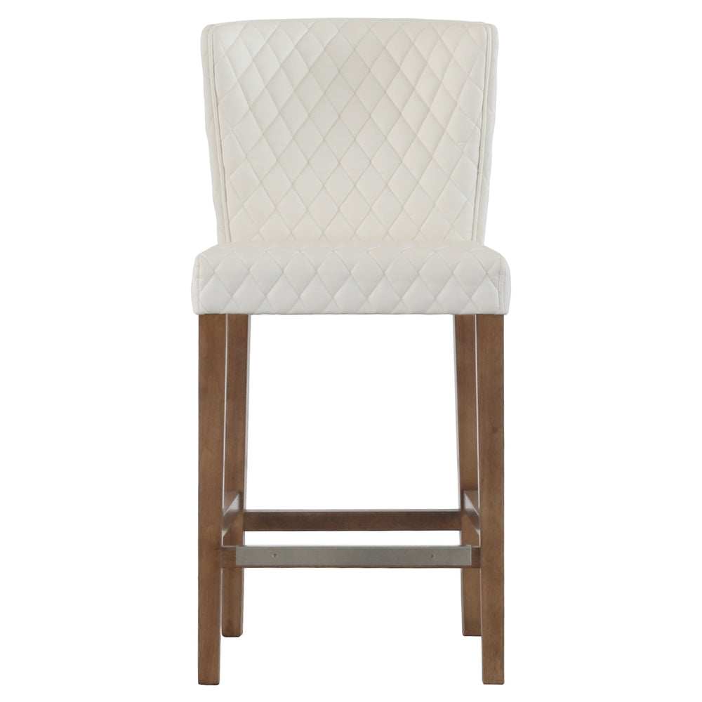 Albie Diamond Stitching Leatherette Counter Stool Danburry White