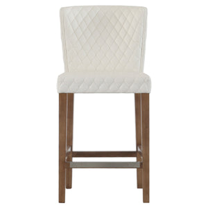 Albie Diamond Stitching Leatherette Counter Stool Danburry White