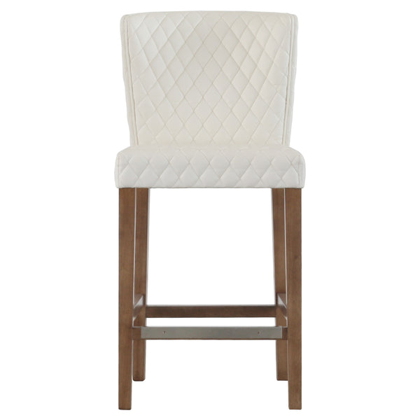 Albie Diamond Stitching Leatherette Counter Stool Danburry White