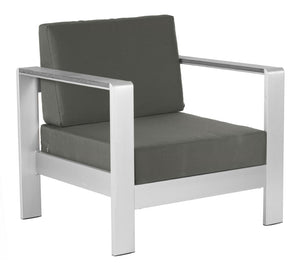 English Elm EE2966 100% Olefin, Aluminum, Polyethylene Modern Commercial Grade Arm Chair Dark Gray, Silver 100% Olefin, Aluminum, Polyethylene