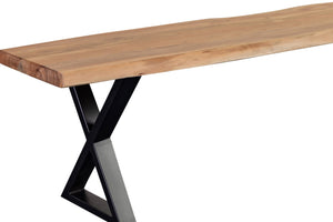 Porter Designs Manzanita Live Edge Solid Acacia Wood Natural Dining Bench Natural 07-196-13-BN58NX-KIT