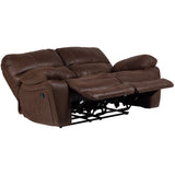 Porter Designs Ramsey Leather-Look Dual seat Transitional Reclining Love Brown 03-112C-02B-6016