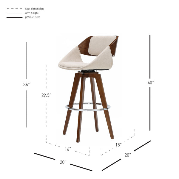 Cyprus 360-Degree Swivel Bar Stool with Mid-Century Design, Comfortable Cushions & Chrome Base