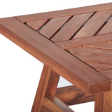 Walker Edison Patio Wood Side Table - Brown in Solid Acacia Wood OW18VINSTBR 842158185136