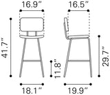 English Elm EE2705 100% Polyurethane, Plywood, Steel Modern Commercial Grade Bar Chair Set - Set of 2 Vintage Black, Black 100% Polyurethane, Plywood, Steel