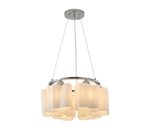 Bethel White Chandelier in Metal & Glass