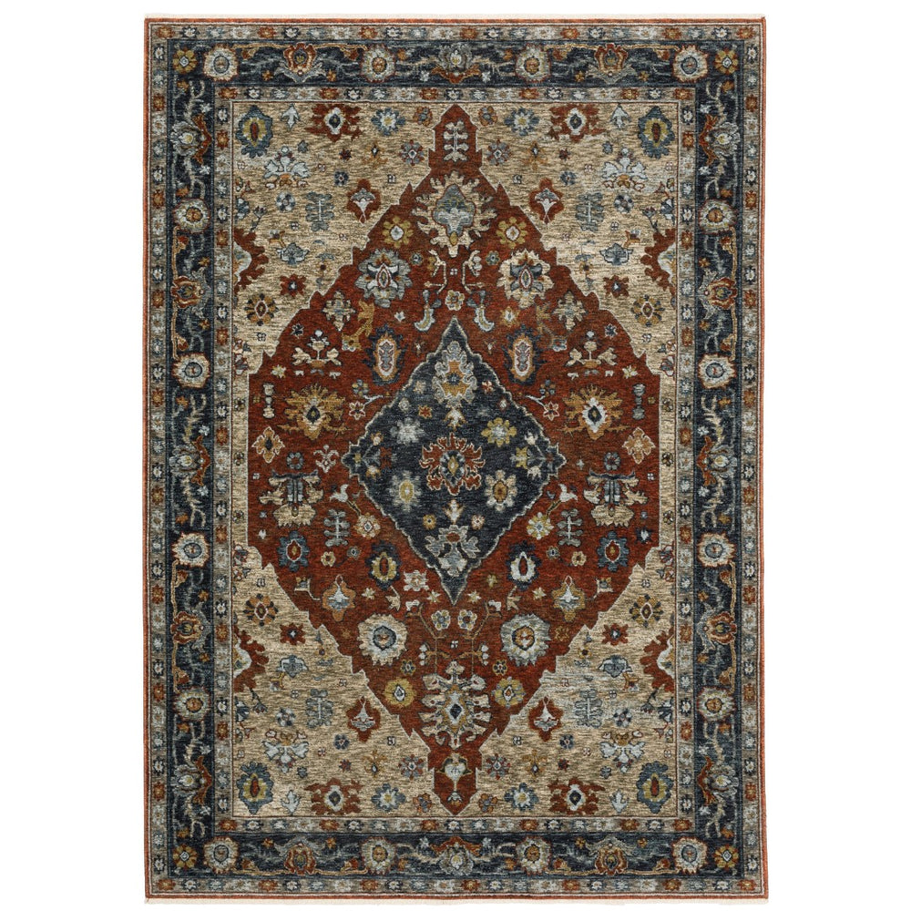 Oriental Weavers Aberdeen 1143H Traditional/Persian Medallion Polyester Indoor Area Rug Rust/ Blue 9'10" x 12'10" A1143H300394ST