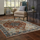 Oriental Weavers Aberdeen 1143H Traditional/Persian Medallion Polyester Indoor Area Rug Rust/ Blue 9'10" x 12'10" A1143H300394ST