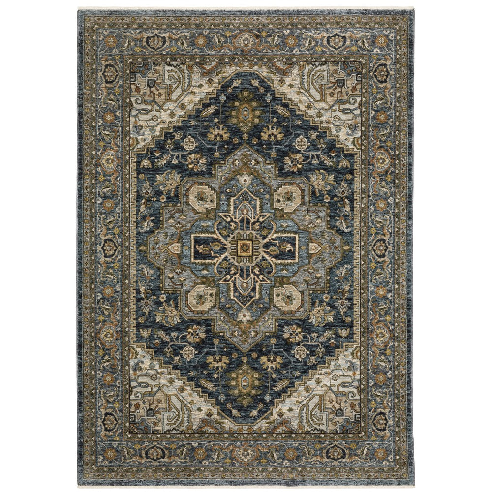 Oriental Weavers Aberdeen 1144Q Traditional/Persian Medallion Polyester Indoor Area Rug Blue/ Taupe 9'10" x 12'10" A1144Q300394ST