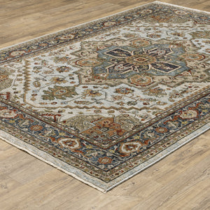 Oriental Weavers Aberdeen 1144W Traditional/Persian Medallion Polyester Indoor Area Rug Beige/ Sky Blue 9'10" x 12'10" A1144W300394ST