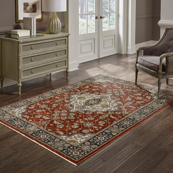 Oriental Weavers Aberdeen 4151R Traditional/Persian Medallion Polyester Indoor Area Rug Red/ Blue 7'10" x 10'10" A4151R240340ST