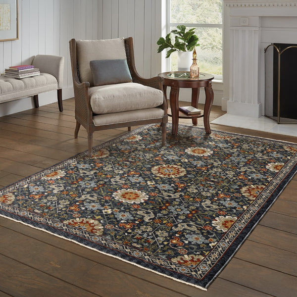 Oriental Weavers Aberdeen 006B1 Traditional/Persian Oriental Polyester Indoor Area Rug Blue/ Multi 9'10" x 12'10" A006B1300394ST