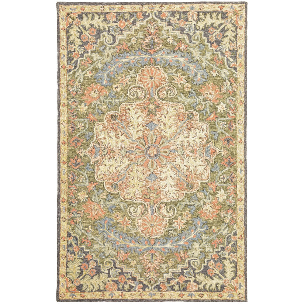 Oriental Weavers Alfresco 28401 Traditional/Vintage Oriental Wool Indoor Area Rug Green/ Blue 10' x 13' A28401305396ST