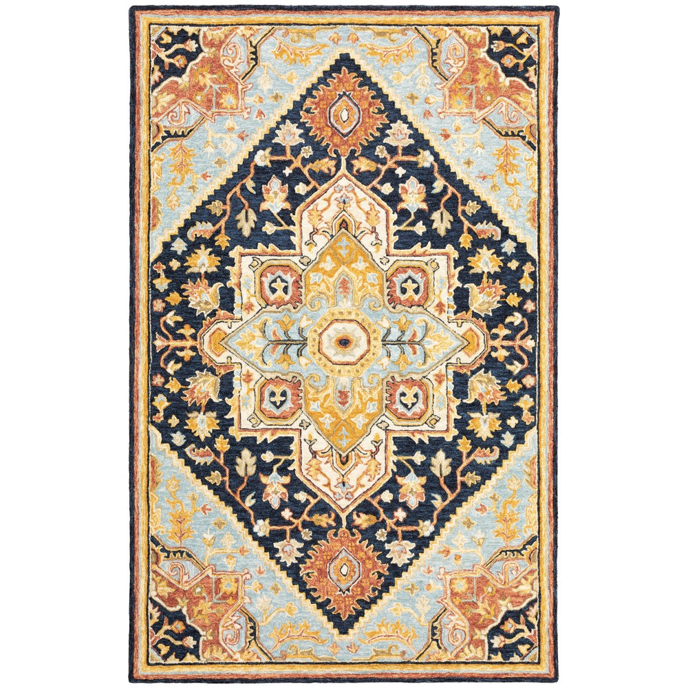 Oriental Weavers Alfresco 28408 Traditional/Vintage Oriental Wool Indoor Area Rug Navy/ Rust 5' x 8' A28408152244ST