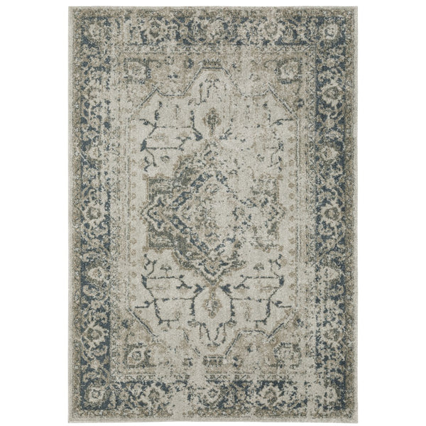 Oriental Weavers Alton 002W9 Traditional/Vintage Medallion Polyester Indoor Area Rug Gray/ Blue 9'10" x 12'10" A002W9300390ST