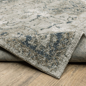 Oriental Weavers Alton 002W9 Traditional/Vintage Medallion Polyester Indoor Area Rug Gray/ Blue 9'10" x 12'10" A002W9300390ST