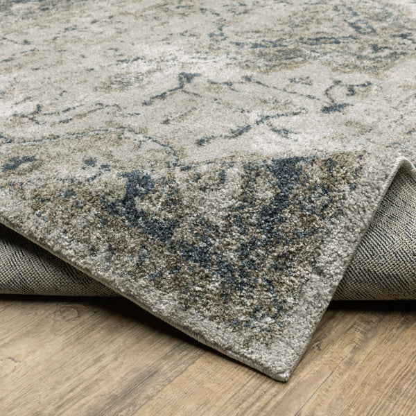 Oriental Weavers Alton 002W9 Traditional/Vintage Medallion Polyester Indoor Area Rug Gray/ Blue 9'10" x 12'10" A002W9300390ST
