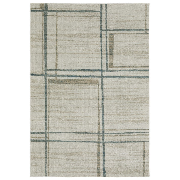 Oriental Weavers Alton 501Z9 Modern & Contemporary/Transitional Geometric Polyester Indoor Area Rug Grey/ Teal 6'7" x 9'6" A501Z9200290ST