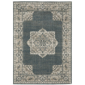 Oriental Weavers Alton 5501B Traditional/Persian Medallion Polyester Indoor Area Rug Blue/ Beige 9'10" x 12'10" A5501B300390ST