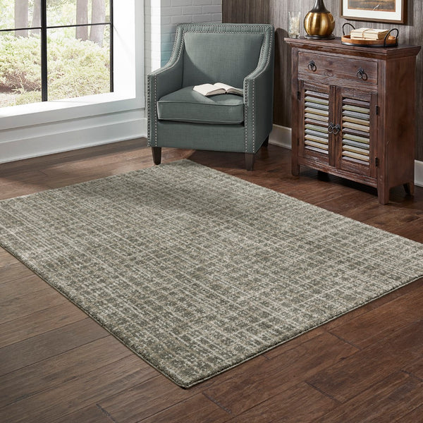 Oriental Weavers Alton 090N9 Modern & Contemporary/Transitional Plaid Polyester Indoor Area Rug Grey/ Beige 9'10" x 12'10" A090N9300390ST