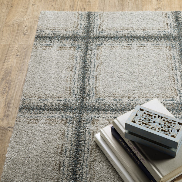 Oriental Weavers Alton 092E9 Transitional/Casual Geometric Polyester Indoor Area Rug Grey/ Teal 9'10" x 12'10" A092E9300390ST