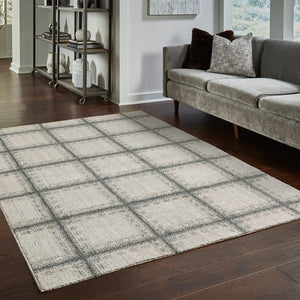 Oriental Weavers Alton 092E9 Transitional/Casual Geometric Polyester Indoor Area Rug Grey/ Teal 9'10" x 12'10" A092E9300390ST