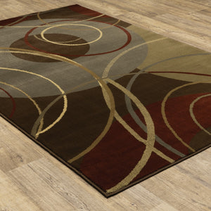 Oriental Weavers Amelia 662K6 Contemporary/ Abstract Polypropylene Indoor Area Rug Brown/ Red 9'10" x 12'9" A662K6300390ST