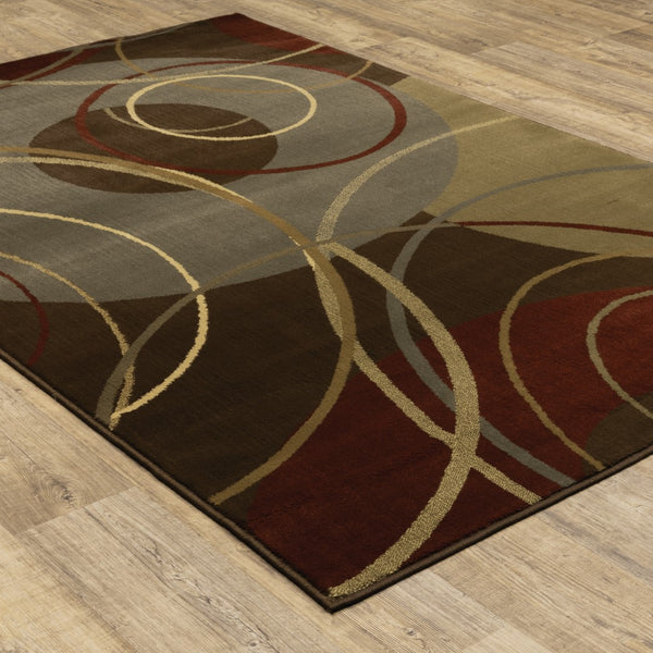 Oriental Weavers Amelia 662K6 Contemporary/ Abstract Polypropylene Indoor Area Rug Brown/ Red 9'10" x 12'9" A662K6300390ST