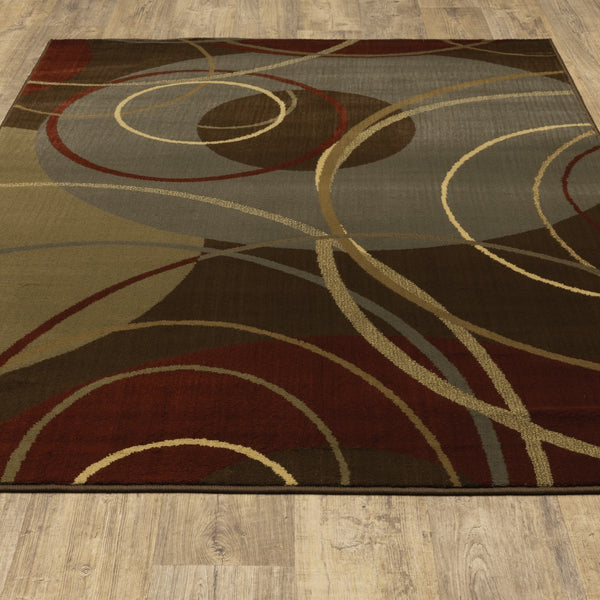 Oriental Weavers Amelia 662K6 Contemporary/ Abstract Polypropylene Indoor Area Rug Brown/ Red 9'10" x 12'9" A662K6300390ST