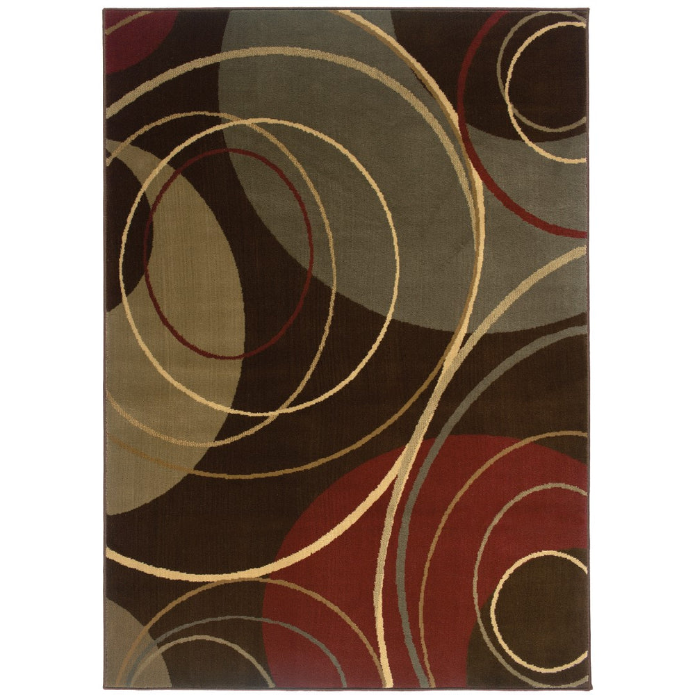 Oriental Weavers Amelia 662K6 Contemporary/ Abstract Polypropylene Indoor Area Rug Brown/ Red 9'10" x 12'9" A662K6300390ST