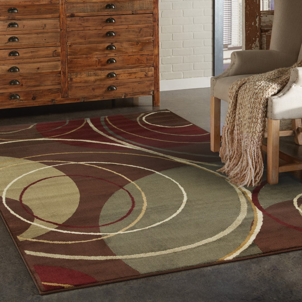 Oriental Weavers Amelia 662K6 Contemporary/ Abstract Polypropylene Indoor Area Rug Brown/ Red 9'10" x 12'9" A662K6300390ST