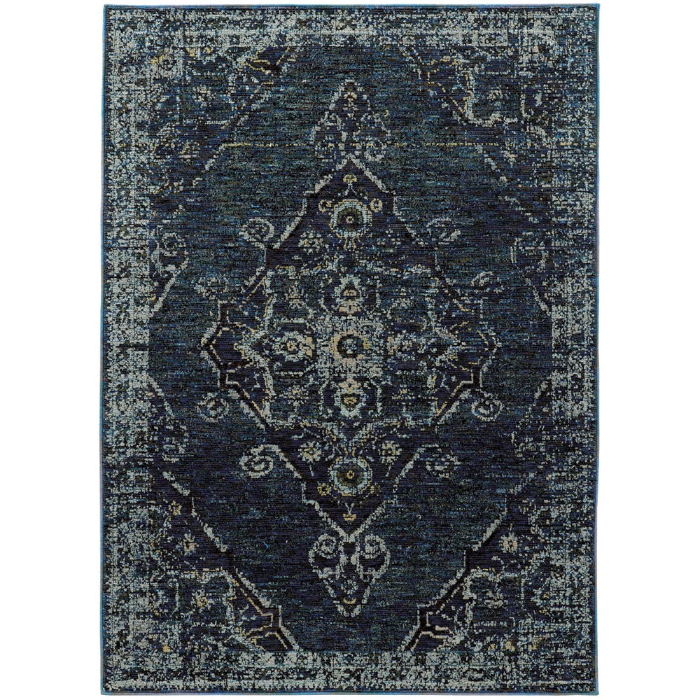Oriental Weavers Andorra 7135F Traditional/Vintage Oriental Nylon, Polypropylene Indoor Area Rug Blue/ Light Blue 10' x 13'2" A7135F305400ST