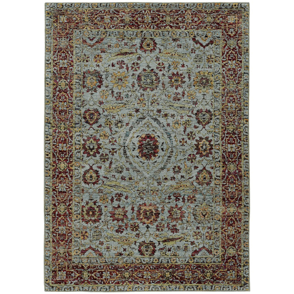 Oriental Weavers Andorra 7155A Traditional/Vintage Oriental Nylon, Polypropylene Indoor Area Rug Blue/ Red 10' x 13'2" A7155A305400ST