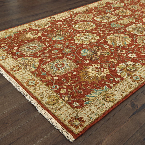 Oriental Weavers Angora 12303 Traditional/Persian Oriental Wool Indoor Area Rug Rust/ Ivory 10' x 14' A12303305427ST