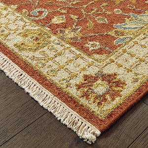 Oriental Weavers Angora 12303 Traditional/Persian Oriental Wool Indoor Area Rug Rust/ Ivory 2'6" x 10' A12303076305ST