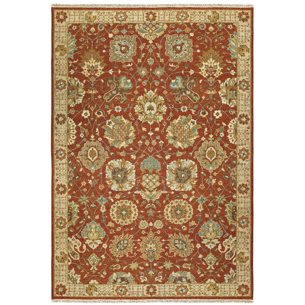 Oriental Weavers Angora 12303 Traditional/Persian Oriental Wool Indoor Area Rug Rust/ Ivory 10' x 14' A12303305427ST