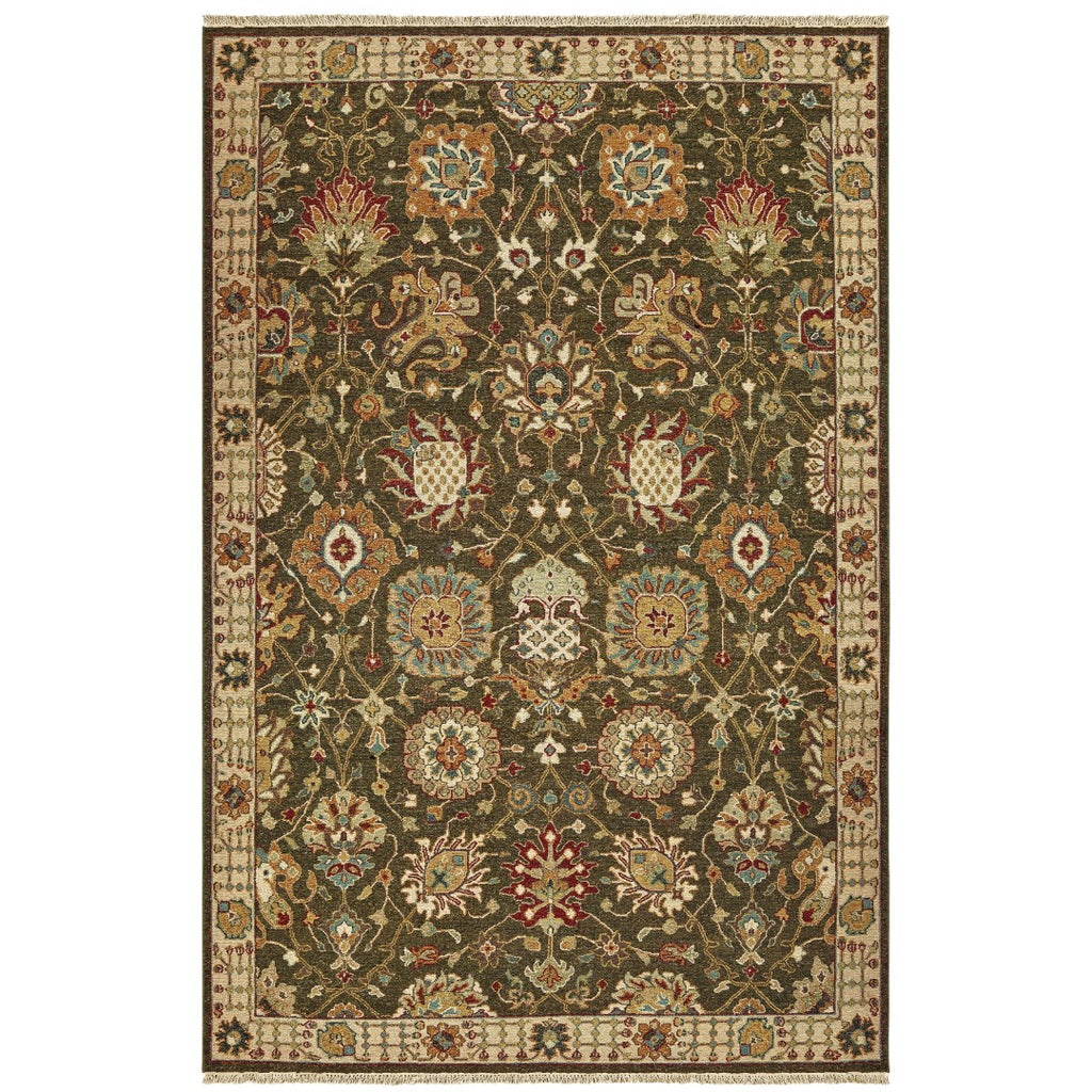Oriental Weavers Angora 12304 Traditional/Persian Oriental Wool Indoor Area Rug Green/ Ivory 10' x 14' A12304305427ST