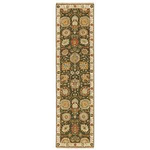 Oriental Weavers Angora 12304 Traditional/Persian Oriental Wool Indoor Area Rug Green/ Ivory 2'6" x 10' A12304076305ST