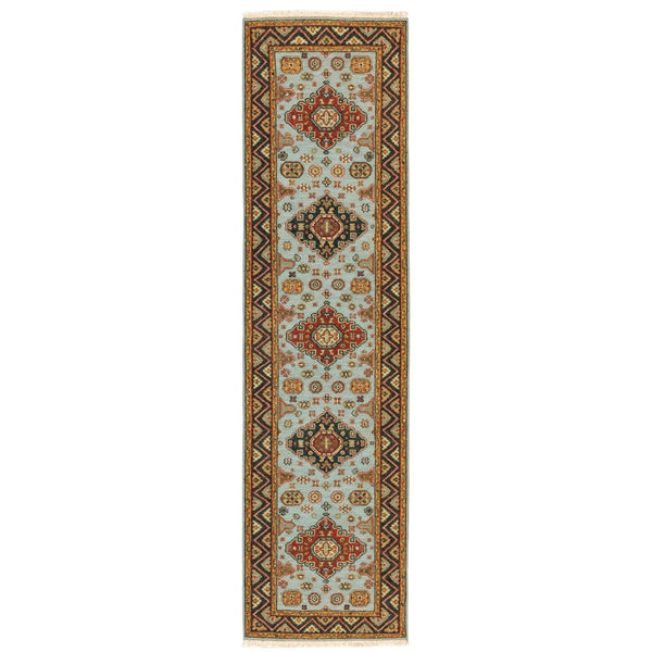 Oriental Weavers Angora 12306 Traditional/Persian Oriental Wool Indoor Area Rug Blue/ Gold 2'6" x 10' A12306076305ST