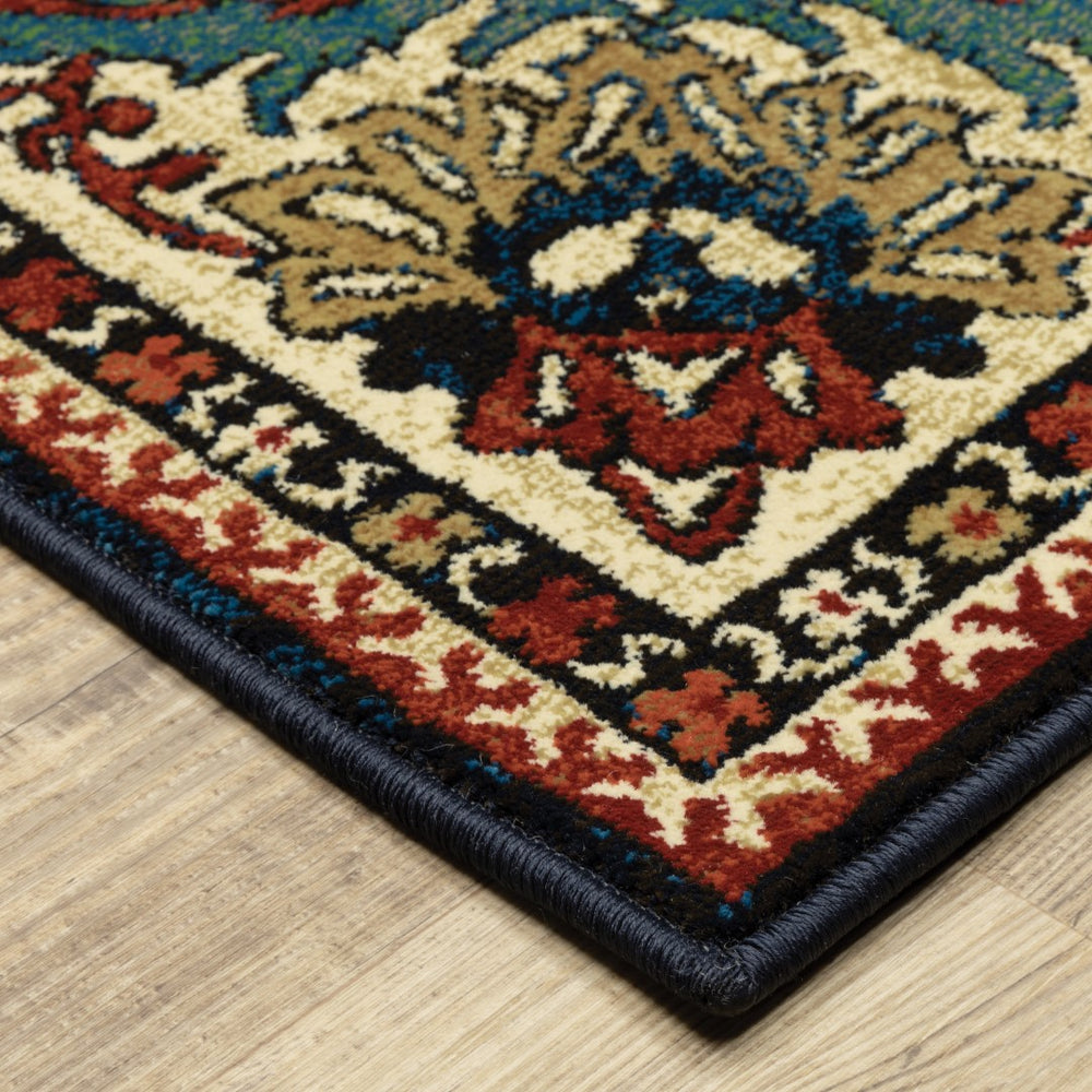 Oriental Weavers Ankara 1803B Traditional/Vintage Oriental Polypropylene Indoor Area Rug Blue/ Red 9'10" x 12'10" A1803B300390ST