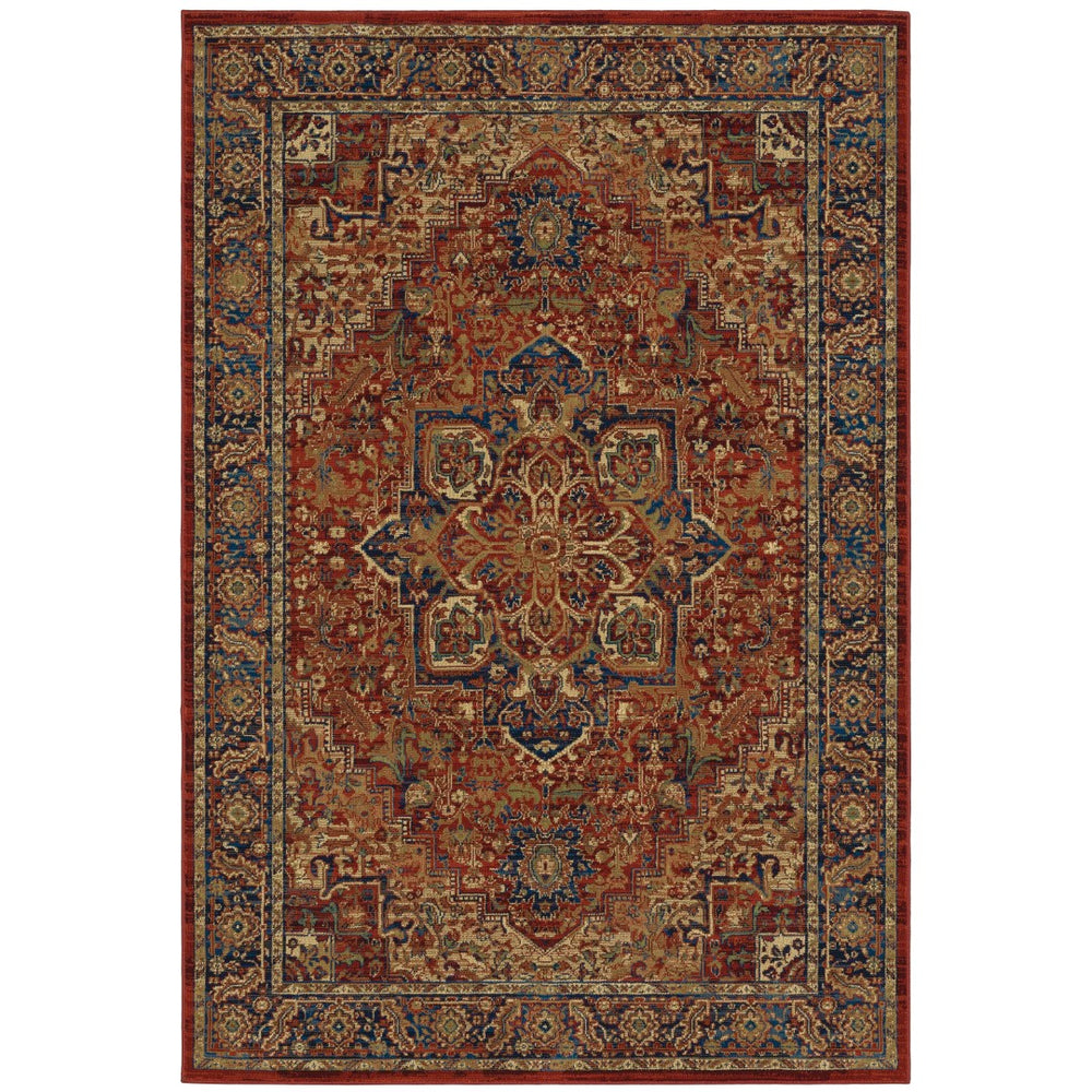 Oriental Weavers Ankara 604R5 Traditional/Vintage Oriental Polypropylene Indoor Area Rug Red/ Blue 9'10" x 12'10" A604R5300390ST