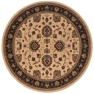 Oriental Weavers Ariana 130/7 Traditional/Persian Oriental Polypropylene Indoor Area Rug Ivory/ Black 8' Round A130/7240240ST