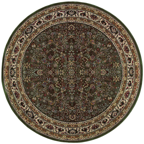 Oriental Weavers Ariana 213G8 Traditional/Persian Oriental Polypropylene Indoor Area Rug Green/ Ivory 8' Round A213G8240240ST