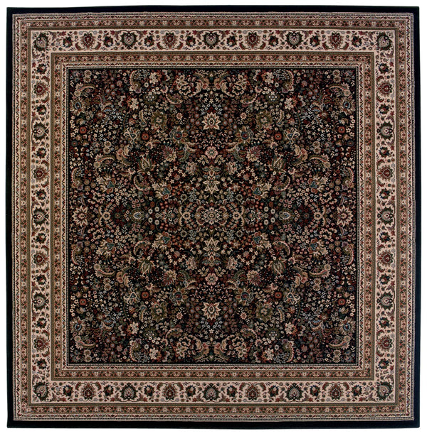 Oriental Weavers Ariana 213K8 Traditional/Persian Oriental Polypropylene Indoor Area Rug Black/ Ivory 8' Square A213K8240240SQ